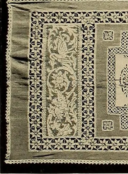 An illustration from Decorative textiles; an illustrated book on coverings for furniture, walls and floors, including damasks, brocades and velvets, tapestries, laces, embroideries, chintzes, cretonnes, drapery and furniture trimmings, wall papers, carpets and rugs, tooled and illuminated leathers, 1918, leaf 120