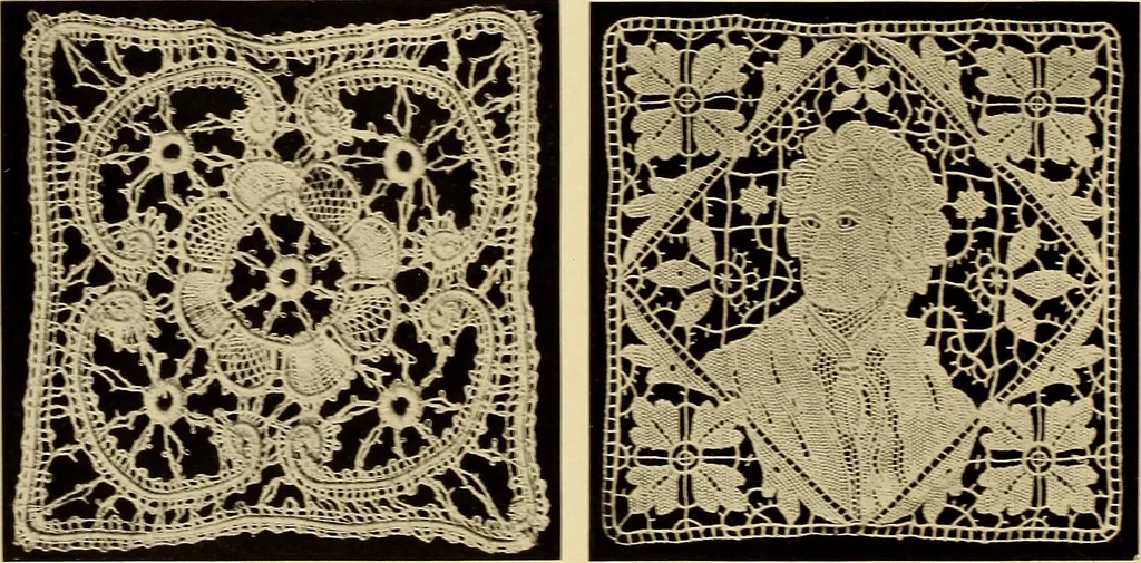 An illustration from Decorative textiles; an illustrated book on coverings for furniture, walls and floors, including damasks, brocades and velvets, tapestries, laces, embroideries, chintzes, cretonnes, drapery and furniture trimmings, wall papers, carpets and rugs, tooled and illuminated leathers, 1918, leaf 123
