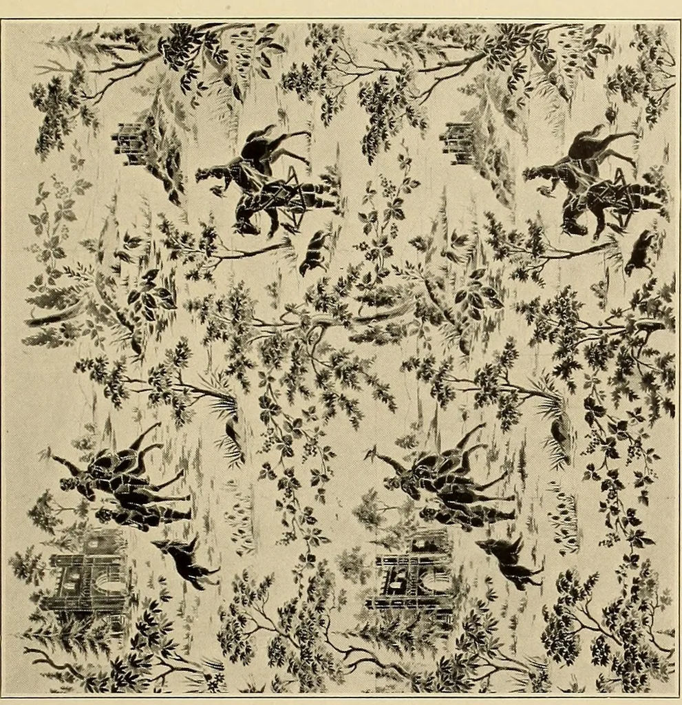 An illustration from Decorative textiles; an illustrated book on coverings for furniture, walls and floors, including damasks, brocades and velvets, tapestries, laces, embroideries, chintzes, cretonnes, drapery and furniture trimmings, wall papers, carpets and rugs, tooled and illuminated leathers, 1918, leaf 130