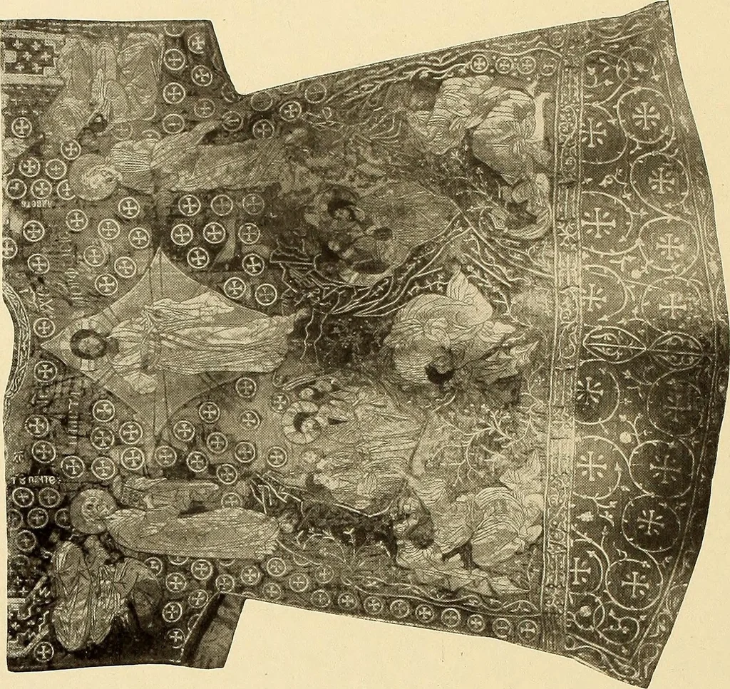 An illustration from Decorative textiles; an illustrated book on coverings for furniture, walls and floors, including damasks, brocades and velvets, tapestries, laces, embroideries, chintzes, cretonnes, drapery and furniture trimmings, wall papers, carpets and rugs, tooled and illuminated leathers, 1918, leaf 135