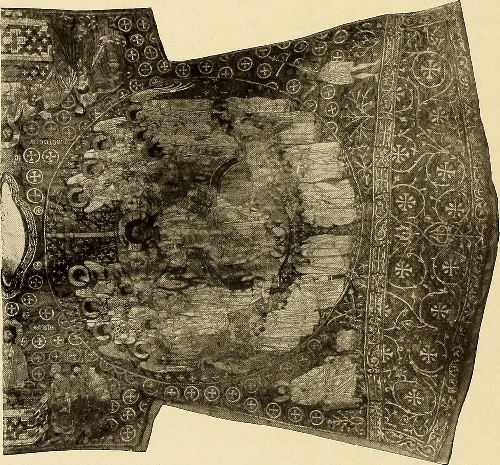 An illustration from Decorative textiles; an illustrated book on coverings for furniture, walls and floors, including damasks, brocades and velvets, tapestries, laces, embroideries, chintzes, cretonnes, drapery and furniture trimmings, wall papers, carpets and rugs, tooled and illuminated leathers, 1918, leaf 135
