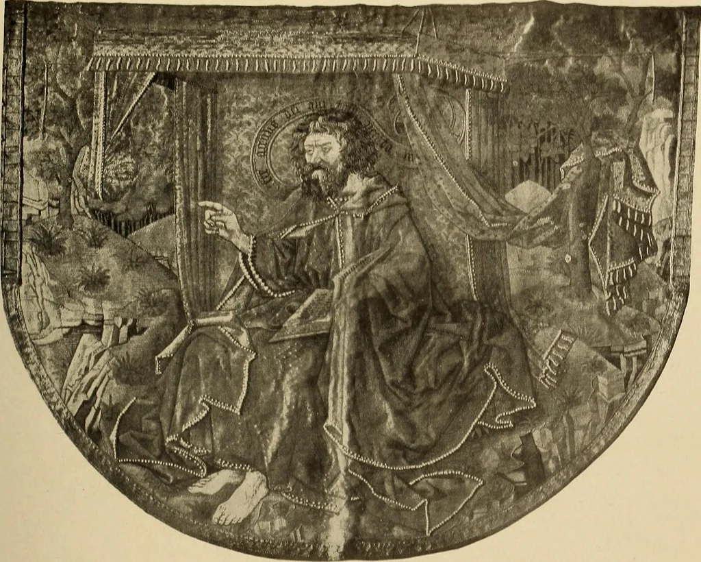 An illustration from Decorative textiles; an illustrated book on coverings for furniture, walls and floors, including damasks, brocades and velvets, tapestries, laces, embroideries, chintzes, cretonnes, drapery and furniture trimmings, wall papers, carpets and rugs, tooled and illuminated leathers, 1918, leaf 138