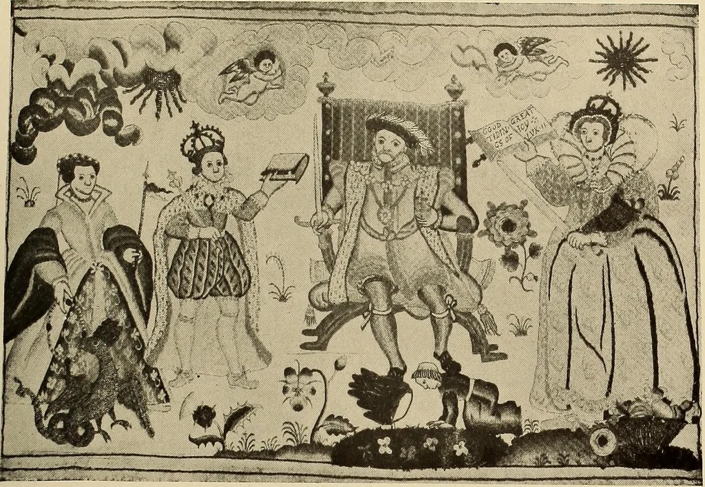 An illustration from Decorative textiles; an illustrated book on coverings for furniture, walls and floors, including damasks, brocades and velvets, tapestries, laces, embroideries, chintzes, cretonnes, drapery and furniture trimmings, wall papers, carpets and rugs, tooled and illuminated leathers, 1918, leaf 140