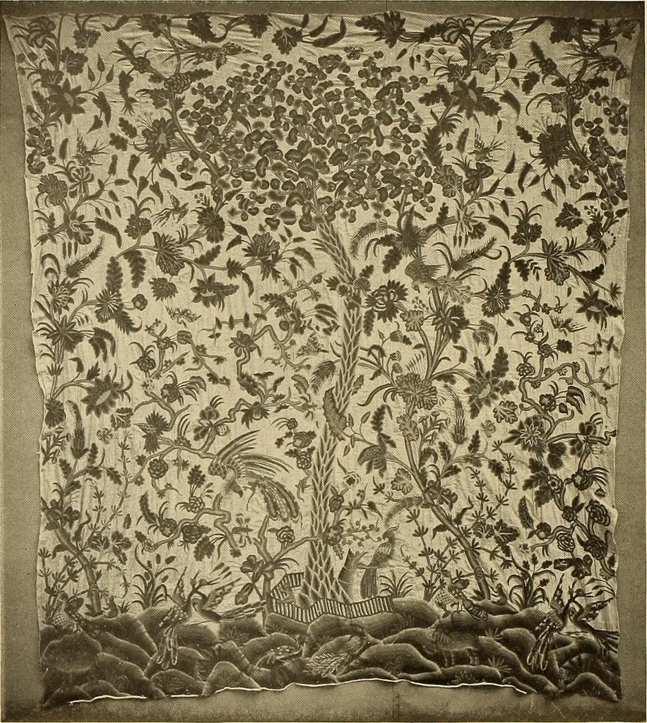 An illustration from Decorative textiles; an illustrated book on coverings for furniture, walls and floors, including damasks, brocades and velvets, tapestries, laces, embroideries, chintzes, cretonnes, drapery and furniture trimmings, wall papers, carpets and rugs, tooled and illuminated leathers, 1918, leaf 141