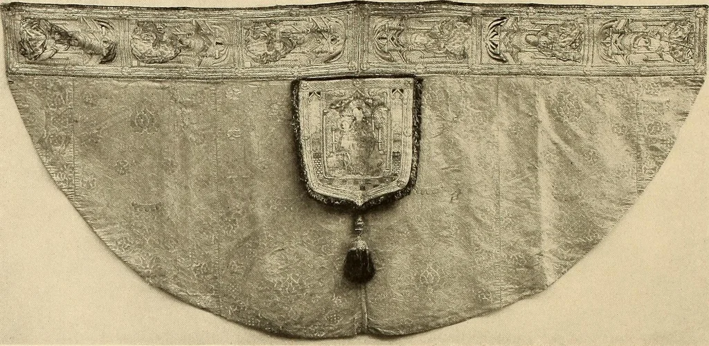 An illustration from Decorative textiles; an illustrated book on coverings for furniture, walls and floors, including damasks, brocades and velvets, tapestries, laces, embroideries, chintzes, cretonnes, drapery and furniture trimmings, wall papers, carpets and rugs, tooled and illuminated leathers, 1918, leaf 143