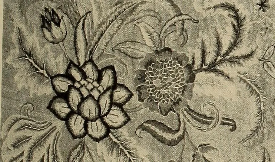 An illustration from Decorative textiles; an illustrated book on coverings for furniture, walls and floors, including damasks, brocades and velvets, tapestries, laces, embroideries, chintzes, cretonnes, drapery and furniture trimmings, wall papers, carpets and rugs, tooled and illuminated leathers, 1918, leaf 144