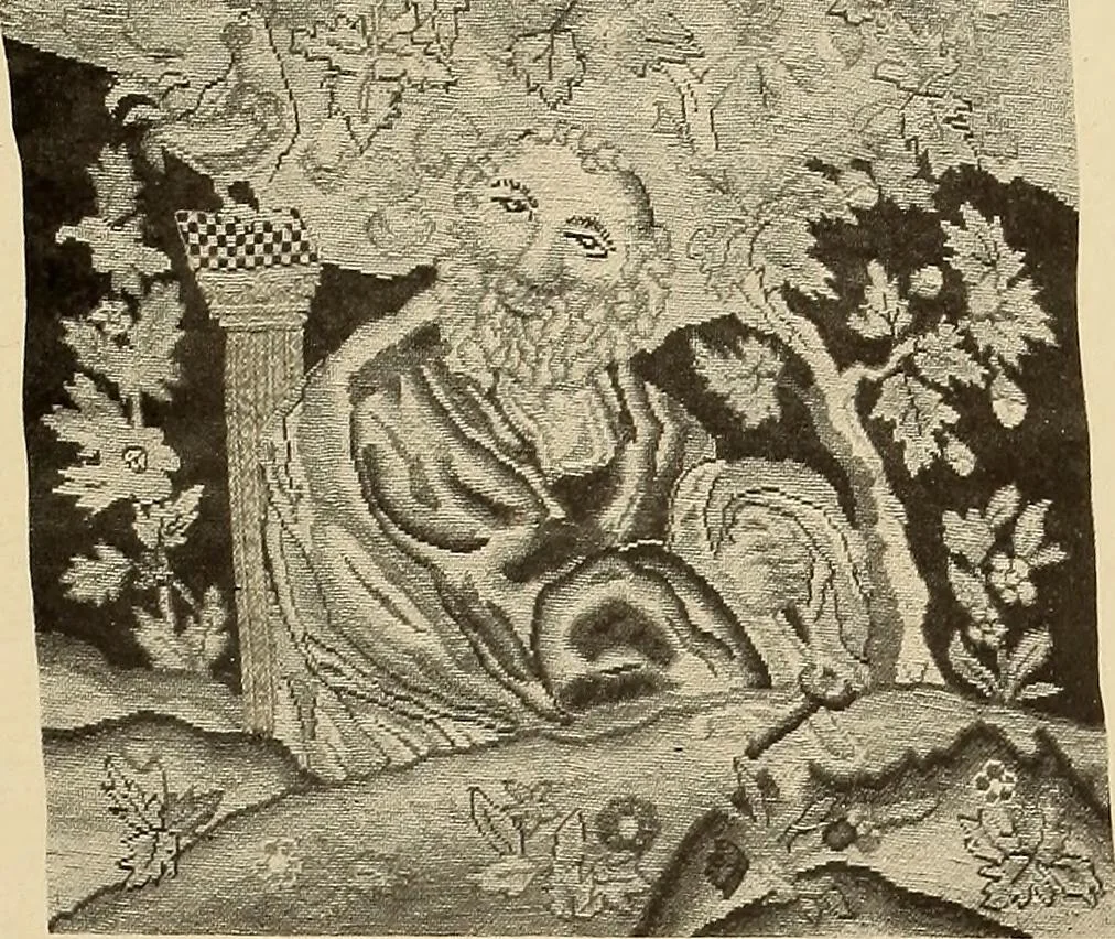 An illustration from Decorative textiles; an illustrated book on coverings for furniture, walls and floors, including damasks, brocades and velvets, tapestries, laces, embroideries, chintzes, cretonnes, drapery and furniture trimmings, wall papers, carpets and rugs, tooled and illuminated leathers, 1918, leaf 146
