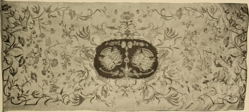 An illustration from Decorative textiles; an illustrated book on coverings for furniture, walls and floors, including damasks, brocades and velvets, tapestries, laces, embroideries, chintzes, cretonnes, drapery and furniture trimmings, wall papers, carpets and rugs, tooled and illuminated leathers, 1918, leaf 150