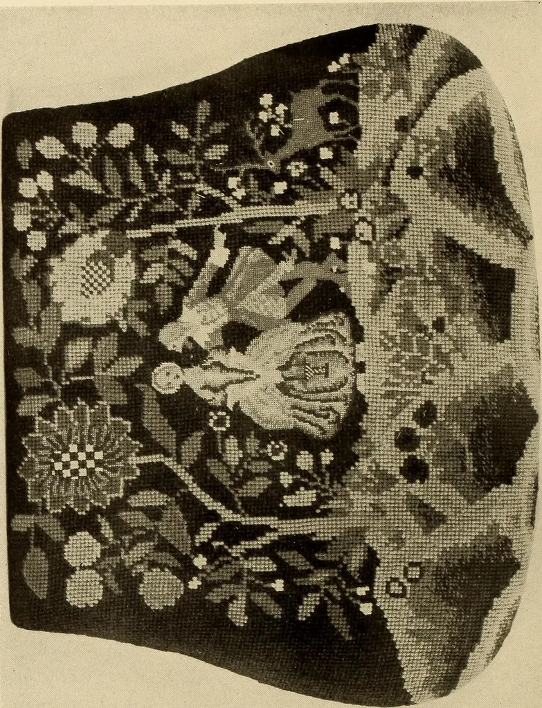 An illustration from Decorative textiles; an illustrated book on coverings for furniture, walls and floors, including damasks, brocades and velvets, tapestries, laces, embroideries, chintzes, cretonnes, drapery and furniture trimmings, wall papers, carpets and rugs, tooled and illuminated leathers, 1918, leaf 151