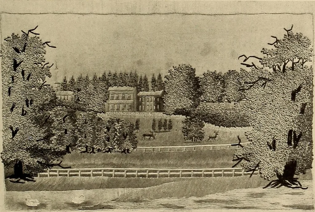 An illustration from Decorative textiles; an illustrated book on coverings for furniture, walls and floors, including damasks, brocades and velvets, tapestries, laces, embroideries, chintzes, cretonnes, drapery and furniture trimmings, wall papers, carpets and rugs, tooled and illuminated leathers, 1918, leaf 152