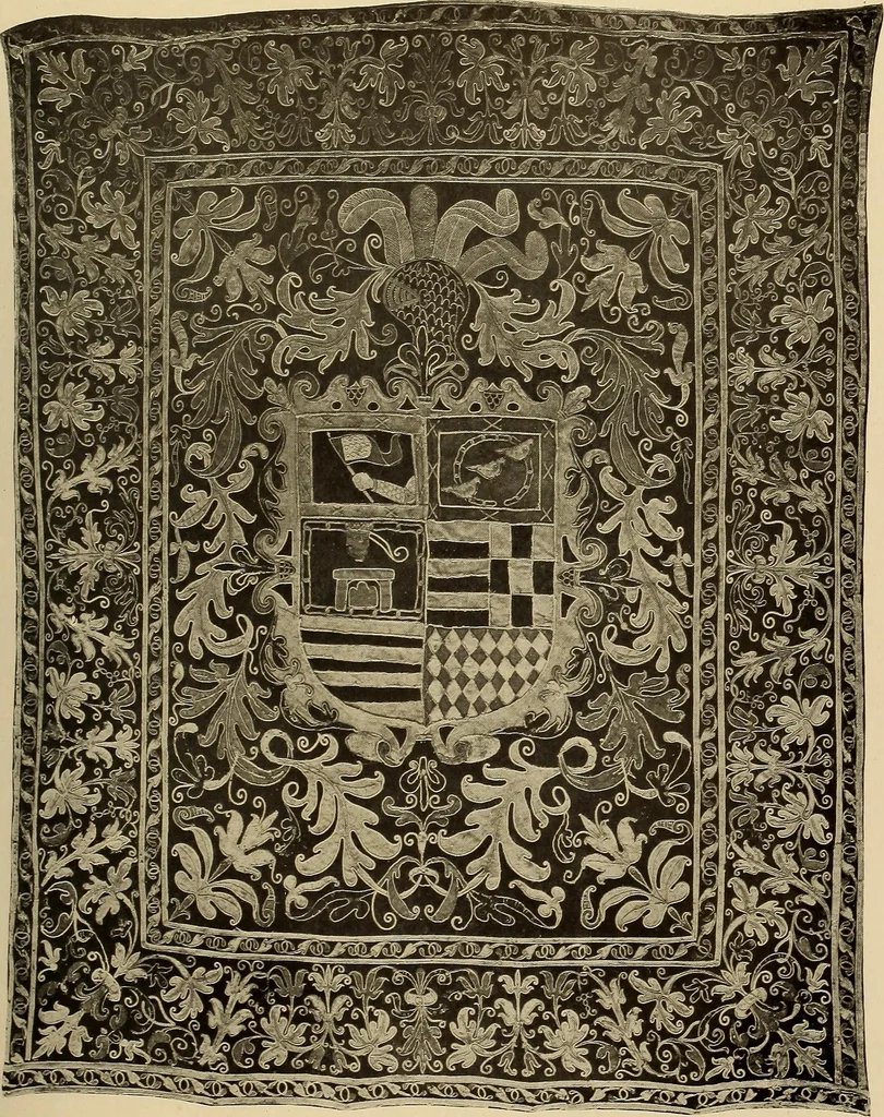 An illustration from Decorative textiles; an illustrated book on coverings for furniture, walls and floors, including damasks, brocades and velvets, tapestries, laces, embroideries, chintzes, cretonnes, drapery and furniture trimmings, wall papers, carpets and rugs, tooled and illuminated leathers, 1918, leaf 156