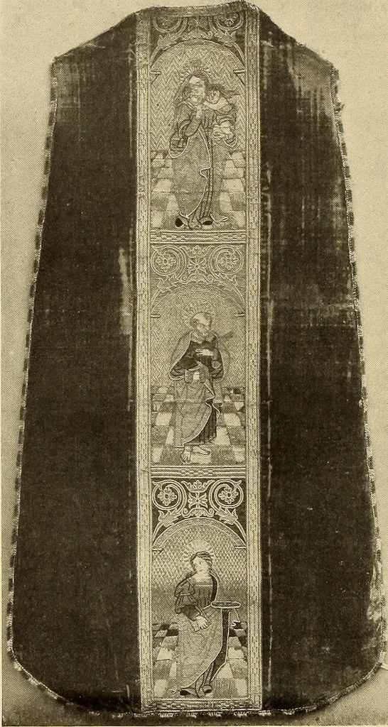 An illustration from Decorative textiles; an illustrated book on coverings for furniture, walls and floors, including damasks, brocades and velvets, tapestries, laces, embroideries, chintzes, cretonnes, drapery and furniture trimmings, wall papers, carpets and rugs, tooled and illuminated leathers, 1918, leaf 157