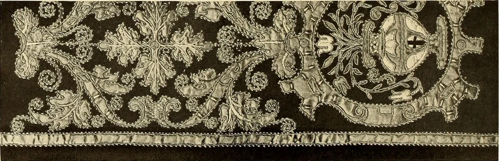 An illustration from Decorative textiles; an illustrated book on coverings for furniture, walls and floors, including damasks, brocades and velvets, tapestries, laces, embroideries, chintzes, cretonnes, drapery and furniture trimmings, wall papers, carpets and rugs, tooled and illuminated leathers, 1918, leaf 157