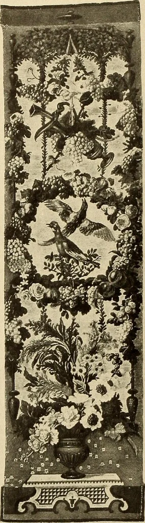 An illustration from Decorative textiles; an illustrated book on coverings for furniture, walls and floors, including damasks, brocades and velvets, tapestries, laces, embroideries, chintzes, cretonnes, drapery and furniture trimmings, wall papers, carpets and rugs, tooled and illuminated leathers, 1918, leaf 171