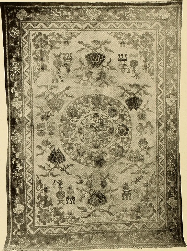 An illustration from Decorative textiles; an illustrated book on coverings for furniture, walls and floors, including damasks, brocades and velvets, tapestries, laces, embroideries, chintzes, cretonnes, drapery and furniture trimmings, wall papers, carpets and rugs, tooled and illuminated leathers, 1918, leaf 203