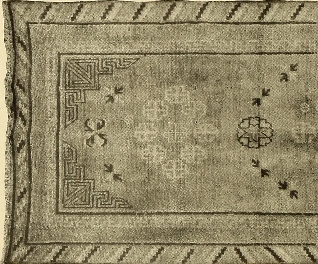 An illustration from Decorative textiles; an illustrated book on coverings for furniture, walls and floors, including damasks, brocades and velvets, tapestries, laces, embroideries, chintzes, cretonnes, drapery and furniture trimmings, wall papers, carpets and rugs, tooled and illuminated leathers, 1918, leaf 209