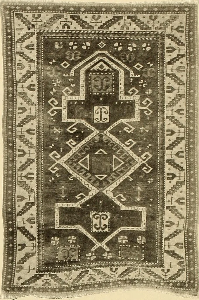 An illustration from Decorative textiles; an illustrated book on coverings for furniture, walls and floors, including damasks, brocades and velvets, tapestries, laces, embroideries, chintzes, cretonnes, drapery and furniture trimmings, wall papers, carpets and rugs, tooled and illuminated leathers, 1918, leaf 215