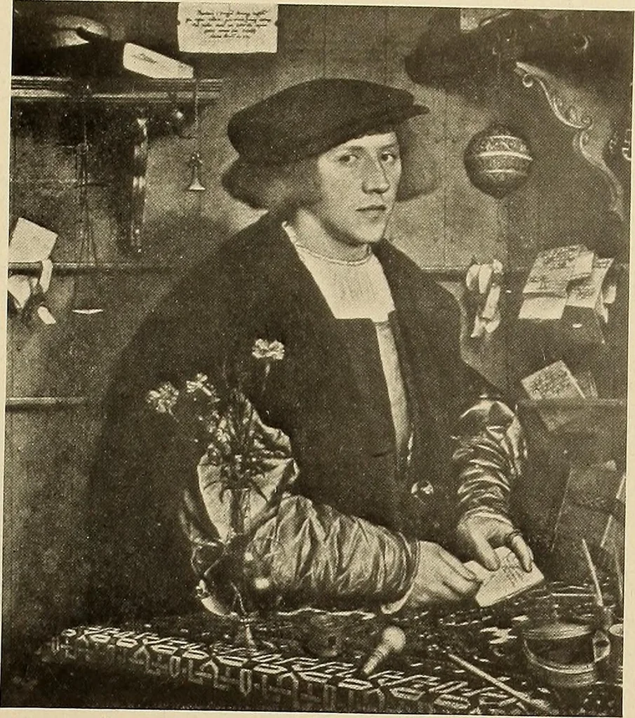 An illustration from Decorative textiles; an illustrated book on coverings for furniture, walls and floors, including damasks, brocades and velvets, tapestries, laces, embroideries, chintzes, cretonnes, drapery and furniture trimmings, wall papers, carpets and rugs, tooled and illuminated leathers, 1918, leaf 228