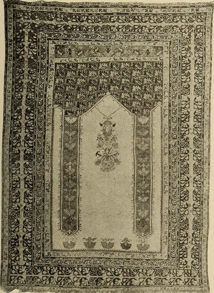 An illustration from Decorative textiles; an illustrated book on coverings for furniture, walls and floors, including damasks, brocades and velvets, tapestries, laces, embroideries, chintzes, cretonnes, drapery and furniture trimmings, wall papers, carpets and rugs, tooled and illuminated leathers, 1918, leaf 228