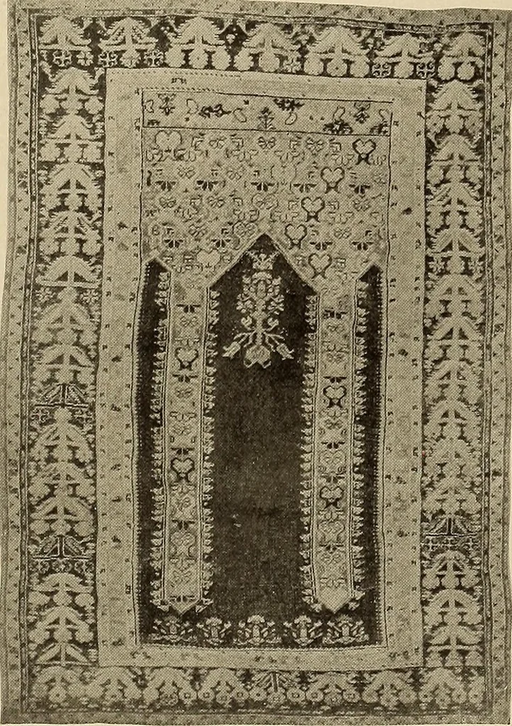 An illustration from Decorative textiles; an illustrated book on coverings for furniture, walls and floors, including damasks, brocades and velvets, tapestries, laces, embroideries, chintzes, cretonnes, drapery and furniture trimmings, wall papers, carpets and rugs, tooled and illuminated leathers, 1918, leaf 228
