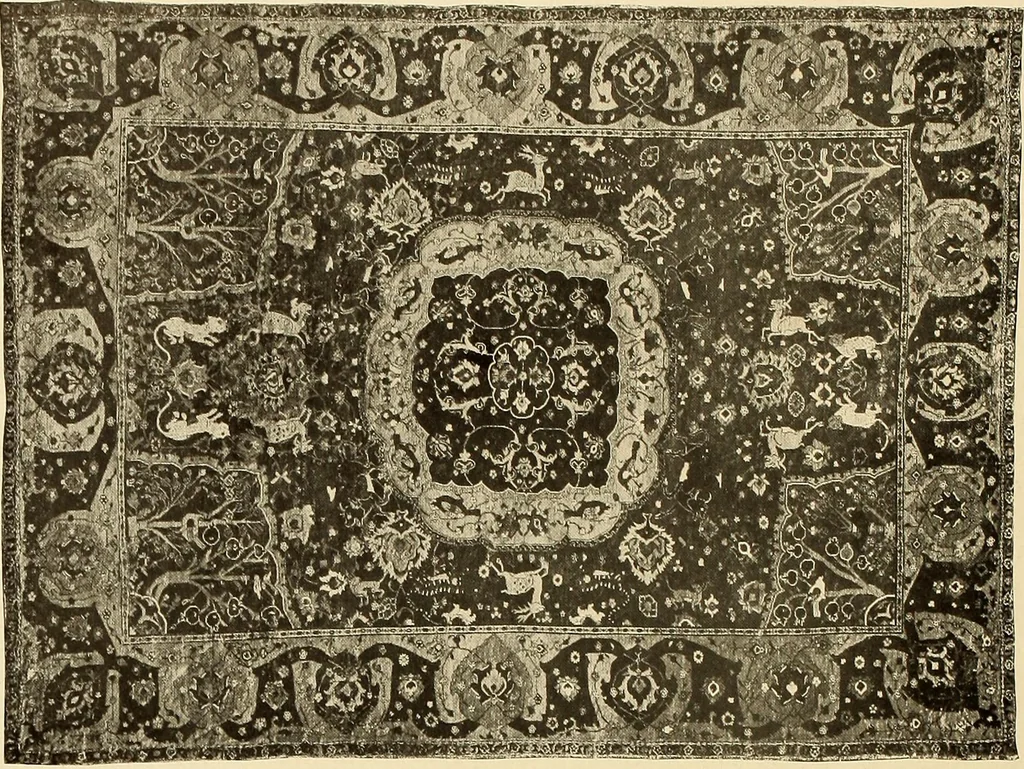An illustration from Decorative textiles; an illustrated book on coverings for furniture, walls and floors, including damasks, brocades and velvets, tapestries, laces, embroideries, chintzes, cretonnes, drapery and furniture trimmings, wall papers, carpets and rugs, tooled and illuminated leathers, 1918, leaf 239
