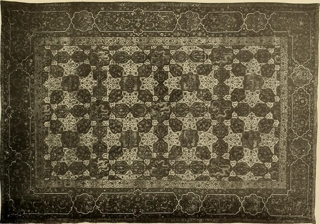An illustration from Decorative textiles; an illustrated book on coverings for furniture, walls and floors, including damasks, brocades and velvets, tapestries, laces, embroideries, chintzes, cretonnes, drapery and furniture trimmings, wall papers, carpets and rugs, tooled and illuminated leathers, 1918, leaf 242