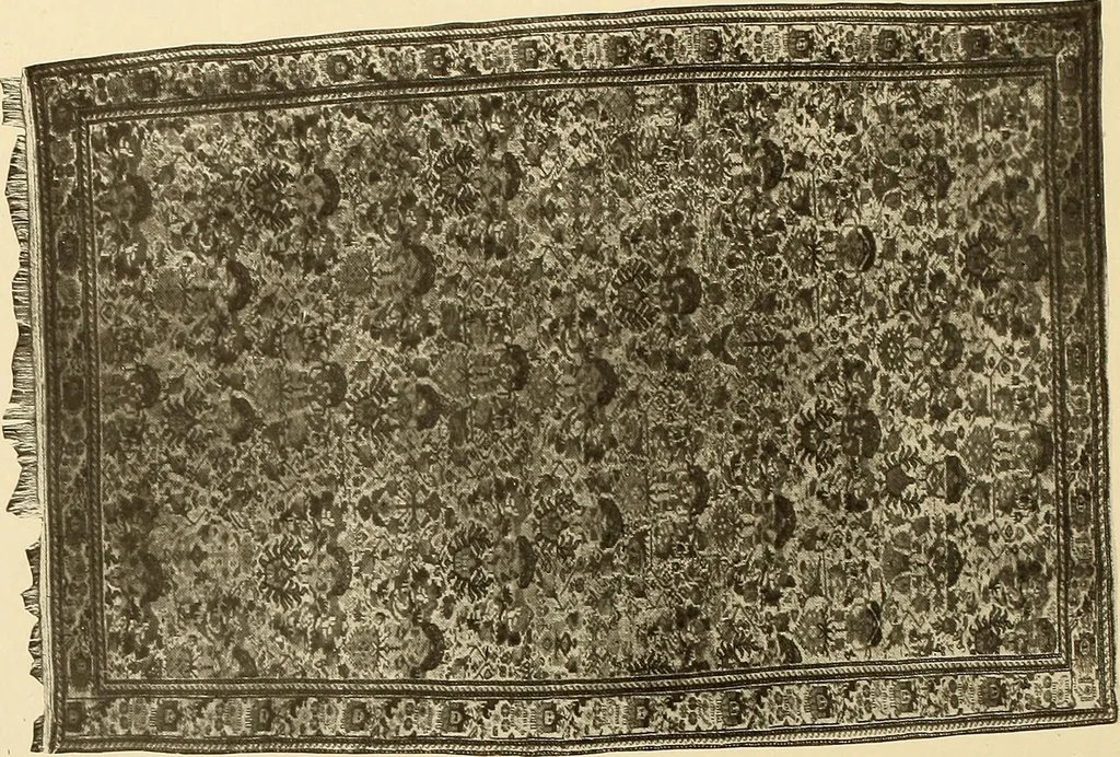 An illustration from Decorative textiles; an illustrated book on coverings for furniture, walls and floors, including damasks, brocades and velvets, tapestries, laces, embroideries, chintzes, cretonnes, drapery and furniture trimmings, wall papers, carpets and rugs, tooled and illuminated leathers, 1918, leaf 249
