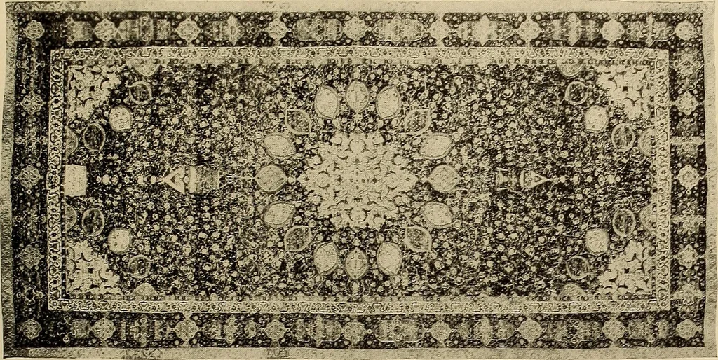 An illustration from Decorative textiles; an illustrated book on coverings for furniture, walls and floors, including damasks, brocades and velvets, tapestries, laces, embroideries, chintzes, cretonnes, drapery and furniture trimmings, wall papers, carpets and rugs, tooled and illuminated leathers, 1918, leaf 252