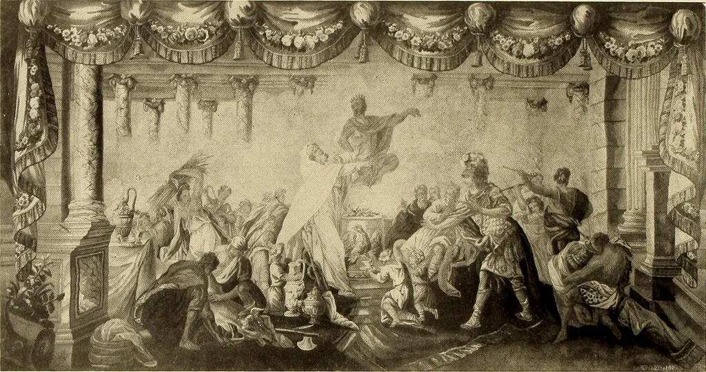An illustration from Decorative textiles; an illustrated book on coverings for furniture, walls and floors, including damasks, brocades and velvets, tapestries, laces, embroideries, chintzes, cretonnes, drapery and furniture trimmings, wall papers, carpets and rugs, tooled and illuminated leathers, 1918, leaf 265