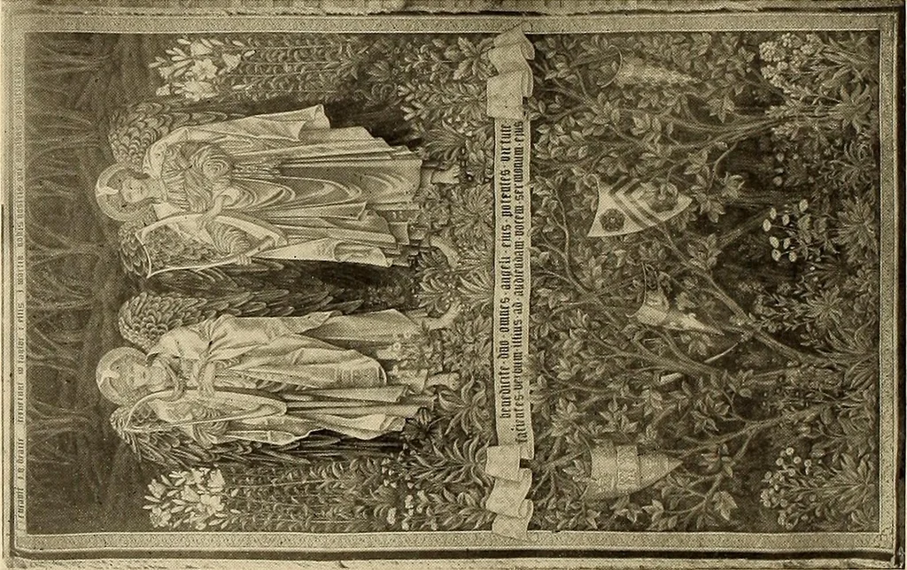 An illustration from Decorative textiles; an illustrated book on coverings for furniture, walls and floors, including damasks, brocades and velvets, tapestries, laces, embroideries, chintzes, cretonnes, drapery and furniture trimmings, wall papers, carpets and rugs, tooled and illuminated leathers, 1918, leaf 267