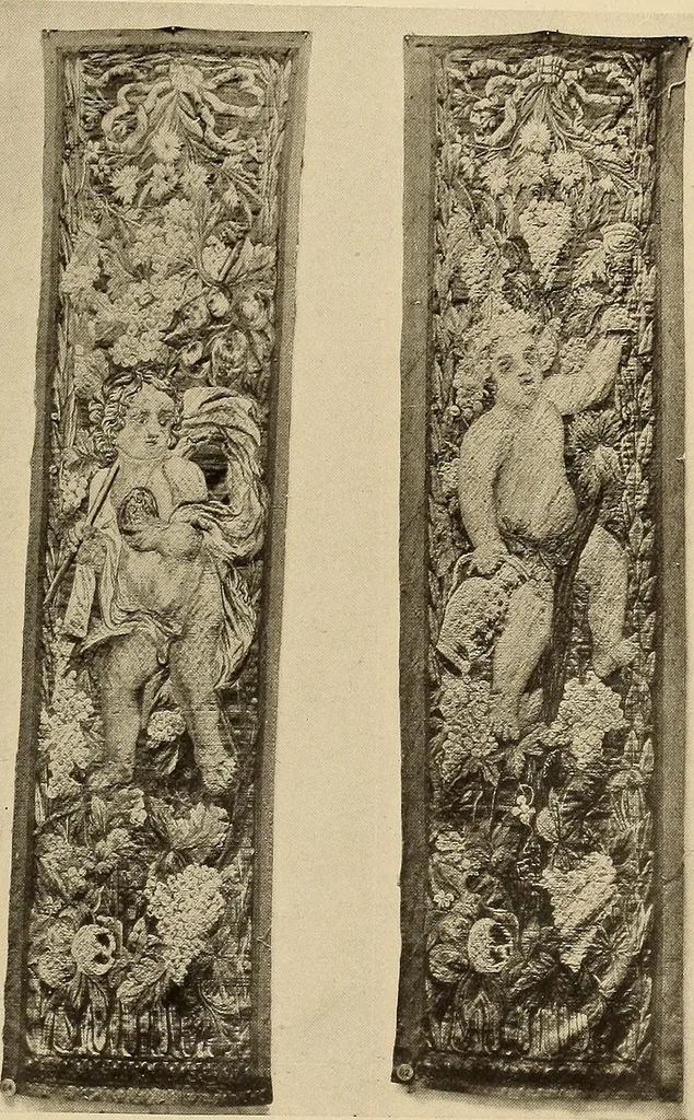An illustration from Decorative textiles; an illustrated book on coverings for furniture, walls and floors, including damasks, brocades and velvets, tapestries, laces, embroideries, chintzes, cretonnes, drapery and furniture trimmings, wall papers, carpets and rugs, tooled and illuminated leathers, 1918, leaf 270