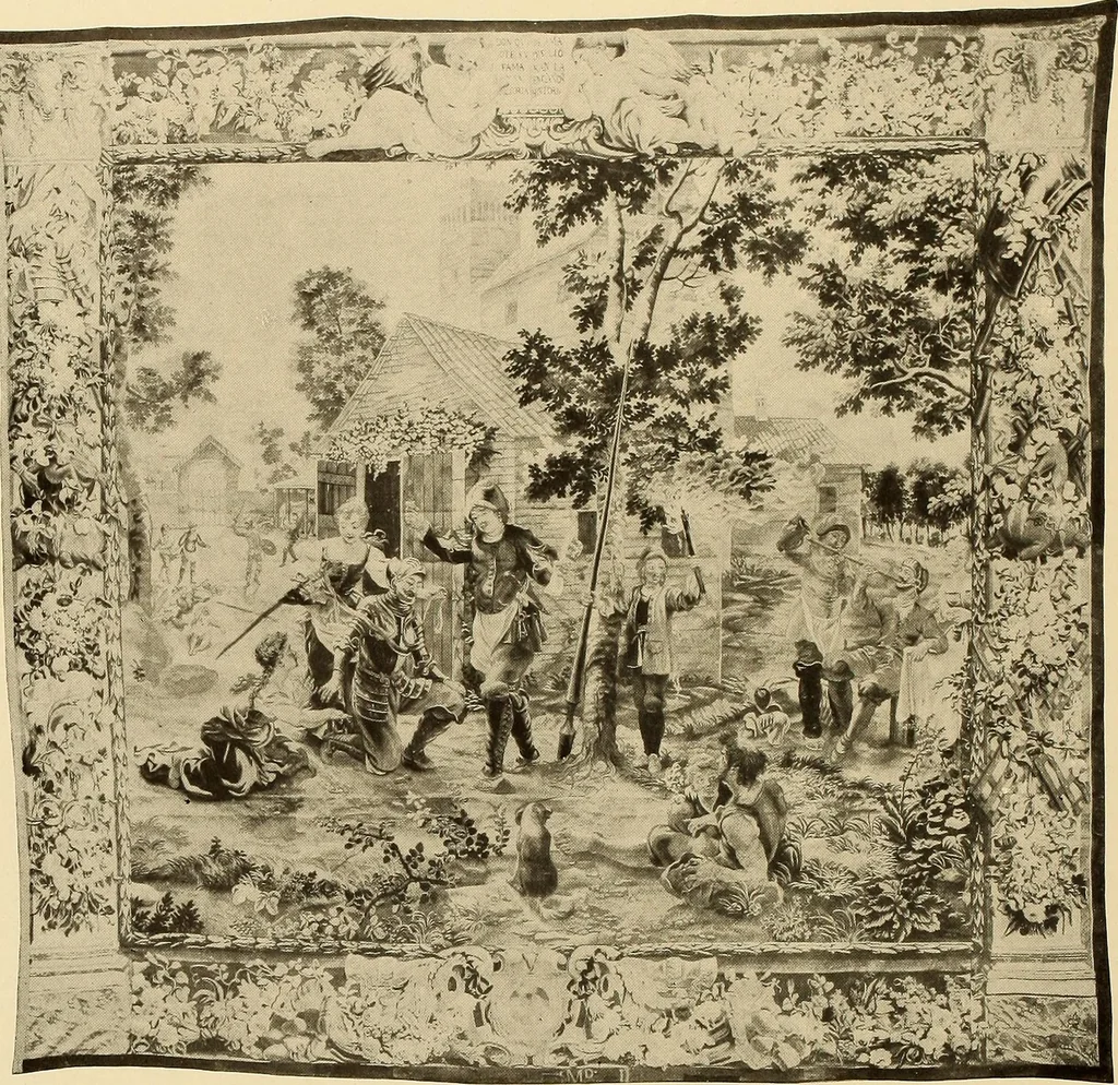 An illustration from Decorative textiles; an illustrated book on coverings for furniture, walls and floors, including damasks, brocades and velvets, tapestries, laces, embroideries, chintzes, cretonnes, drapery and furniture trimmings, wall papers, carpets and rugs, tooled and illuminated leathers, 1918, leaf 273