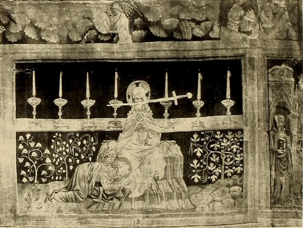 An illustration from Decorative textiles; an illustrated book on coverings for furniture, walls and floors, including damasks, brocades and velvets, tapestries, laces, embroideries, chintzes, cretonnes, drapery and furniture trimmings, wall papers, carpets and rugs, tooled and illuminated leathers, 1918, leaf 279