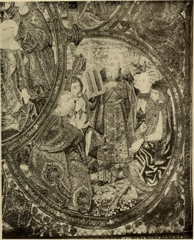 An illustration from Decorative textiles; an illustrated book on coverings for furniture, walls and floors, including damasks, brocades and velvets, tapestries, laces, embroideries, chintzes, cretonnes, drapery and furniture trimmings, wall papers, carpets and rugs, tooled and illuminated leathers, 1918, leaf 280