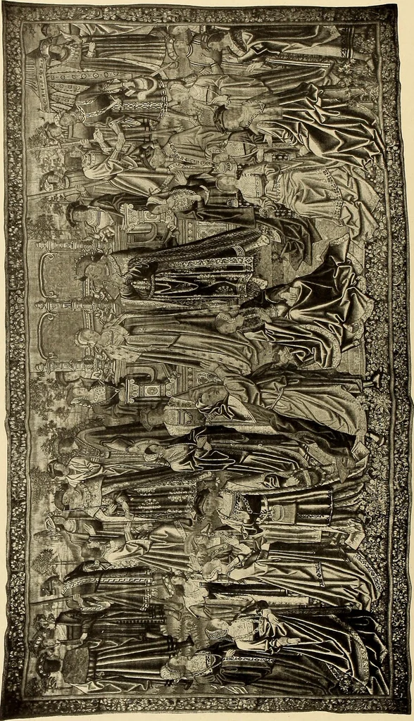 An illustration from Decorative textiles; an illustrated book on coverings for furniture, walls and floors, including damasks, brocades and velvets, tapestries, laces, embroideries, chintzes, cretonnes, drapery and furniture trimmings, wall papers, carpets and rugs, tooled and illuminated leathers, 1918, leaf 281