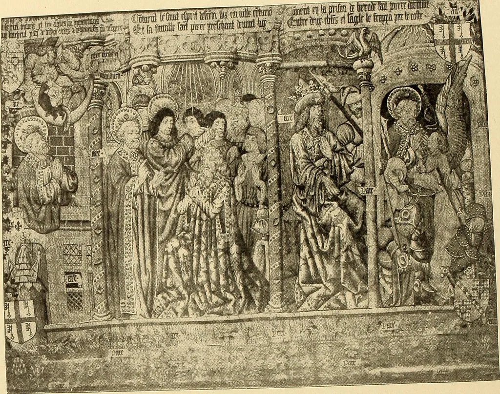 An illustration from Decorative textiles; an illustrated book on coverings for furniture, walls and floors, including damasks, brocades and velvets, tapestries, laces, embroideries, chintzes, cretonnes, drapery and furniture trimmings, wall papers, carpets and rugs, tooled and illuminated leathers, 1918, leaf 285