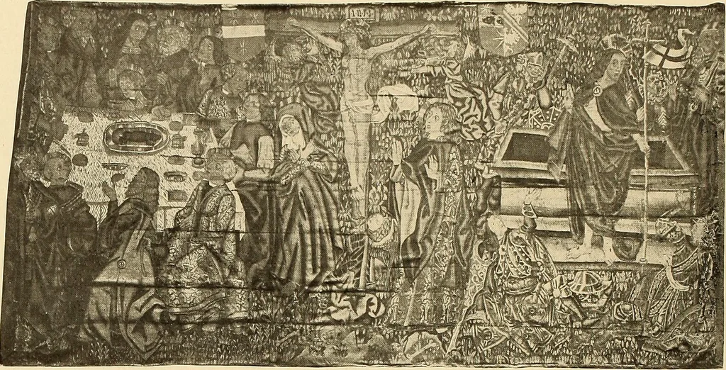 An illustration from Decorative textiles; an illustrated book on coverings for furniture, walls and floors, including damasks, brocades and velvets, tapestries, laces, embroideries, chintzes, cretonnes, drapery and furniture trimmings, wall papers, carpets and rugs, tooled and illuminated leathers, 1918, leaf 287