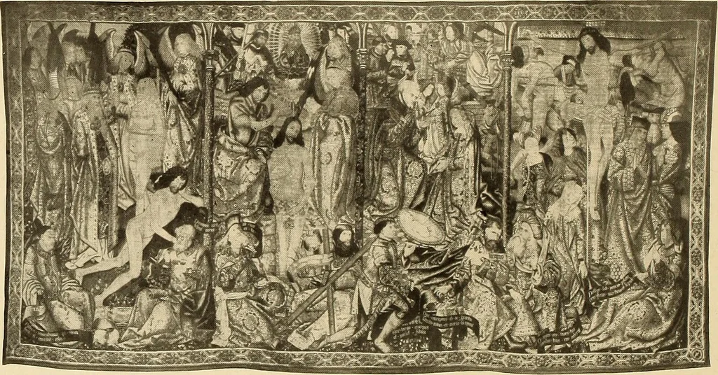 An illustration from Decorative textiles; an illustrated book on coverings for furniture, walls and floors, including damasks, brocades and velvets, tapestries, laces, embroideries, chintzes, cretonnes, drapery and furniture trimmings, wall papers, carpets and rugs, tooled and illuminated leathers, 1918, leaf 287