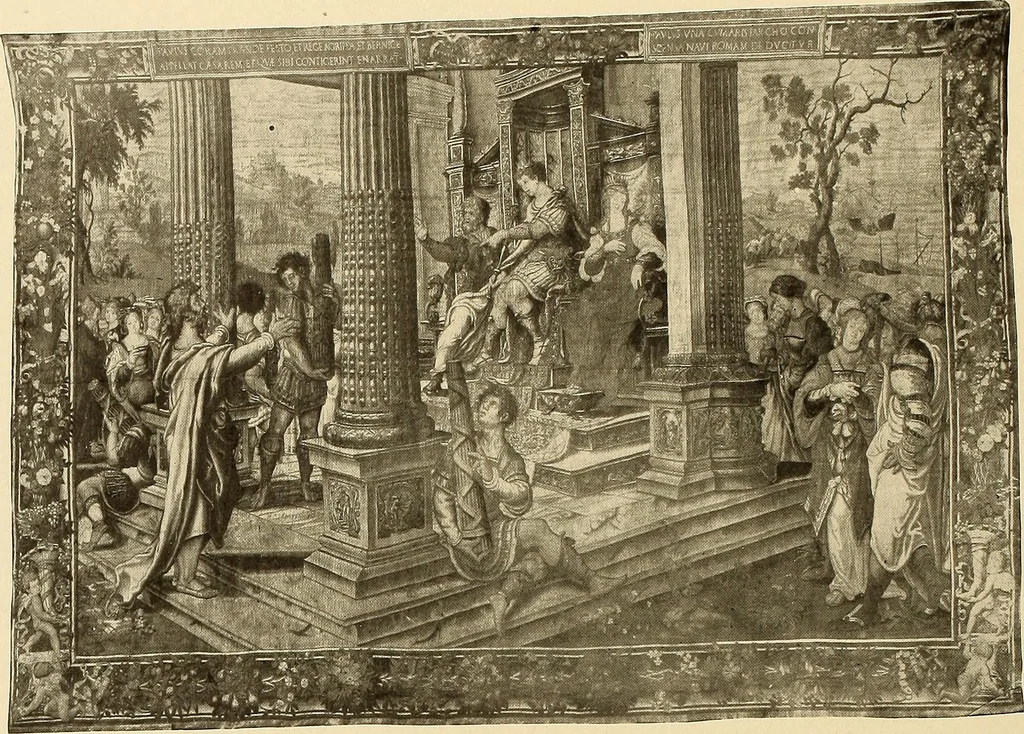 An illustration from Decorative textiles; an illustrated book on coverings for furniture, walls and floors, including damasks, brocades and velvets, tapestries, laces, embroideries, chintzes, cretonnes, drapery and furniture trimmings, wall papers, carpets and rugs, tooled and illuminated leathers, 1918, leaf 299