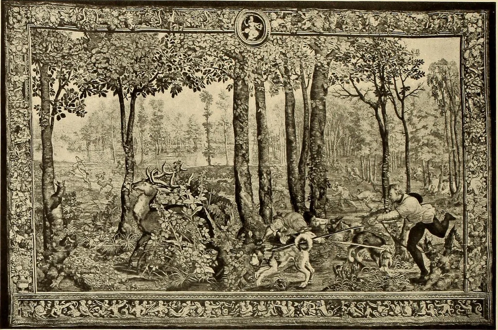 An illustration from Decorative textiles; an illustrated book on coverings for furniture, walls and floors, including damasks, brocades and velvets, tapestries, laces, embroideries, chintzes, cretonnes, drapery and furniture trimmings, wall papers, carpets and rugs, tooled and illuminated leathers, 1918, leaf 307