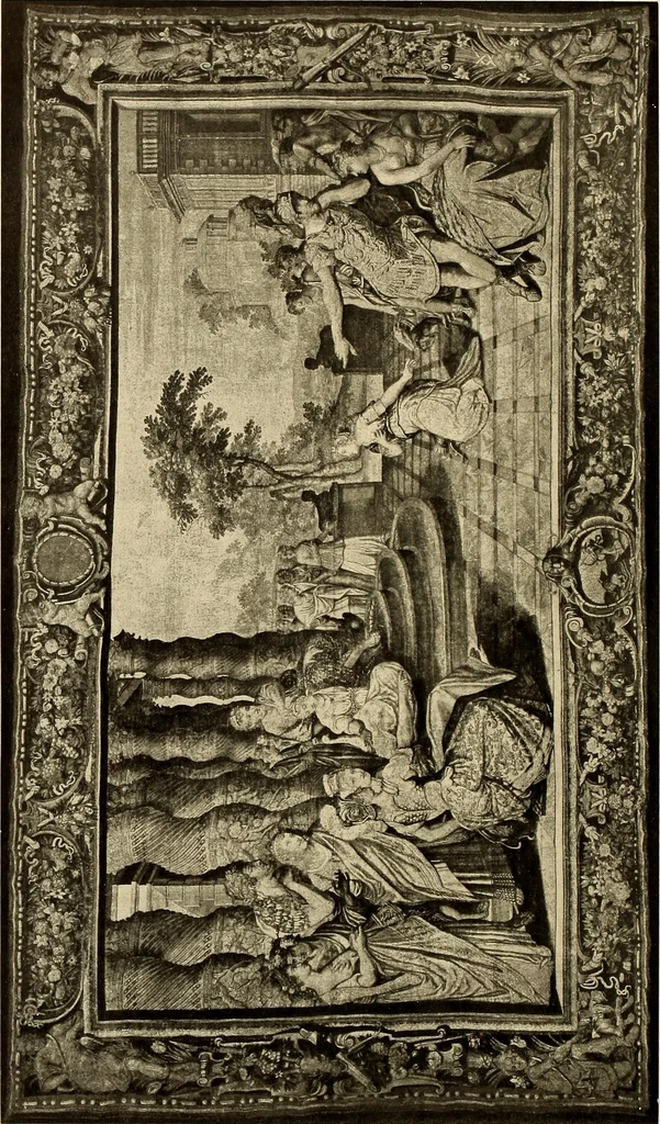 An illustration from Decorative textiles; an illustrated book on coverings for furniture, walls and floors, including damasks, brocades and velvets, tapestries, laces, embroideries, chintzes, cretonnes, drapery and furniture trimmings, wall papers, carpets and rugs, tooled and illuminated leathers, 1918, leaf 313