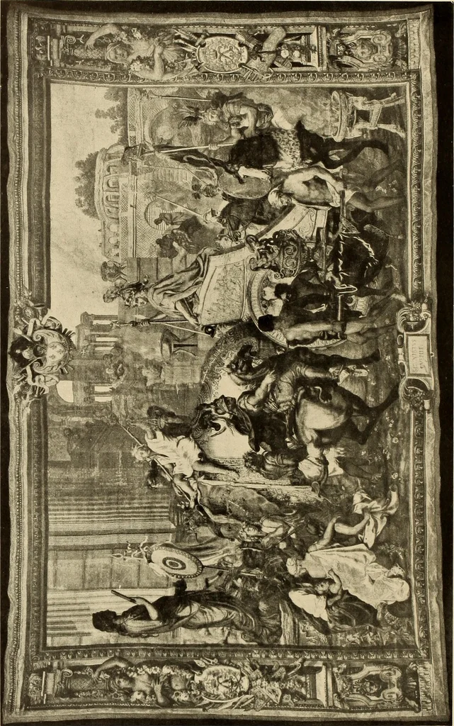 An illustration from Decorative textiles; an illustrated book on coverings for furniture, walls and floors, including damasks, brocades and velvets, tapestries, laces, embroideries, chintzes, cretonnes, drapery and furniture trimmings, wall papers, carpets and rugs, tooled and illuminated leathers, 1918, leaf 315