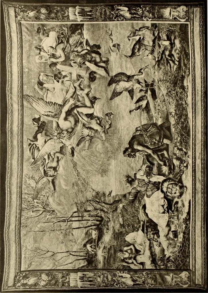 An illustration from Decorative textiles; an illustrated book on coverings for furniture, walls and floors, including damasks, brocades and velvets, tapestries, laces, embroideries, chintzes, cretonnes, drapery and furniture trimmings, wall papers, carpets and rugs, tooled and illuminated leathers, 1918, leaf 317