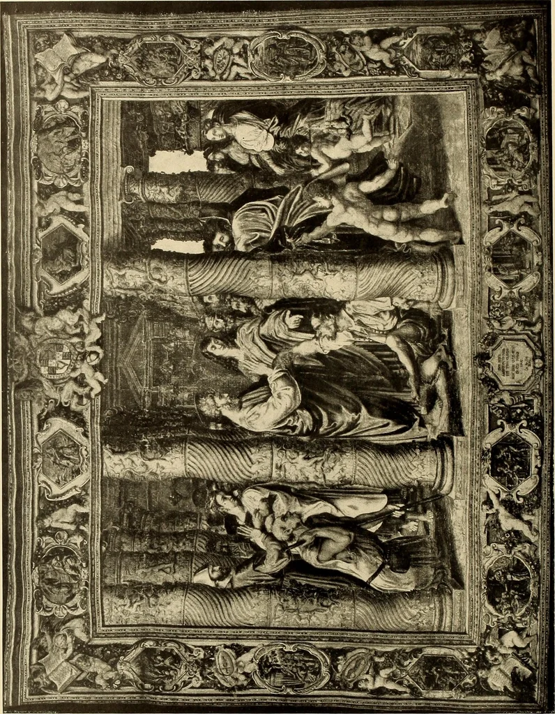An illustration from Decorative textiles; an illustrated book on coverings for furniture, walls and floors, including damasks, brocades and velvets, tapestries, laces, embroideries, chintzes, cretonnes, drapery and furniture trimmings, wall papers, carpets and rugs, tooled and illuminated leathers, 1918, leaf 331