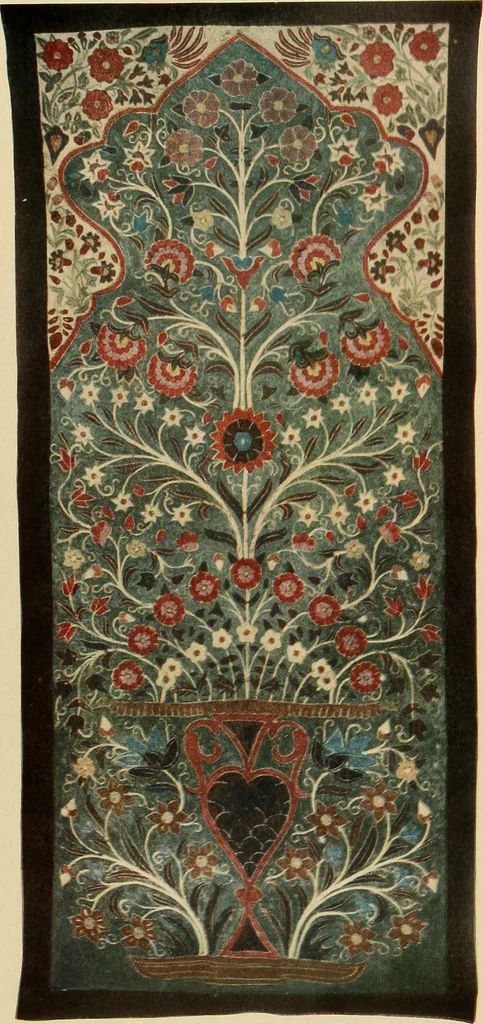 An illustration from Decorative textiles; an illustrated book on coverings for furniture, walls and floors, including damasks, brocades and velvets, tapestries, laces, embroideries, chintzes, cretonnes, drapery and furniture trimmings, wall papers, carpets and rugs, tooled and illuminated leathers, 1918, leaf 352