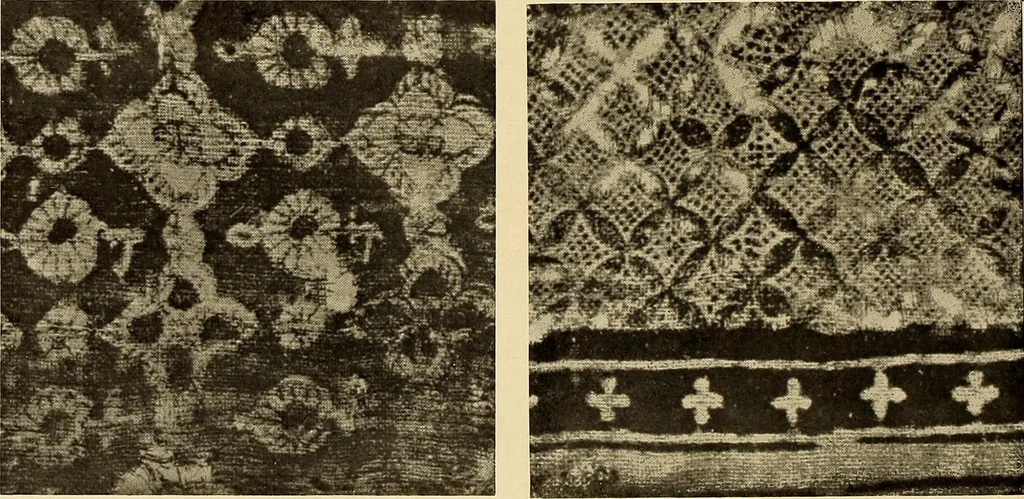 An illustration from Decorative textiles; an illustrated book on coverings for furniture, walls and floors, including damasks, brocades and velvets, tapestries, laces, embroideries, chintzes, cretonnes, drapery and furniture trimmings, wall papers, carpets and rugs, tooled and illuminated leathers, 1918, leaf 353