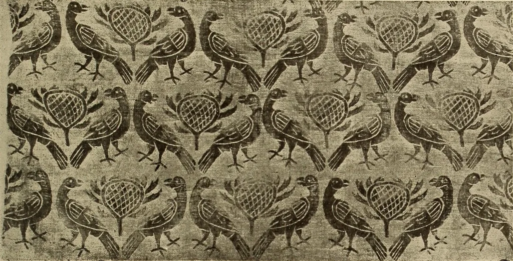 An illustration from Decorative textiles; an illustrated book on coverings for furniture, walls and floors, including damasks, brocades and velvets, tapestries, laces, embroideries, chintzes, cretonnes, drapery and furniture trimmings, wall papers, carpets and rugs, tooled and illuminated leathers, 1918, leaf 354