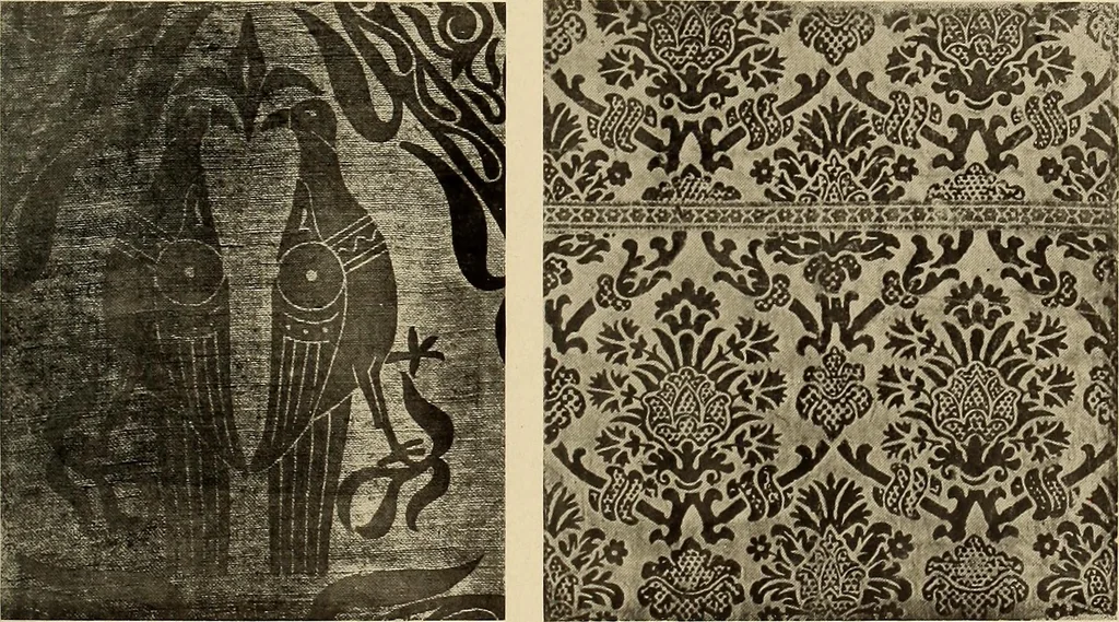 An illustration from Decorative textiles; an illustrated book on coverings for furniture, walls and floors, including damasks, brocades and velvets, tapestries, laces, embroideries, chintzes, cretonnes, drapery and furniture trimmings, wall papers, carpets and rugs, tooled and illuminated leathers, 1918, leaf 354