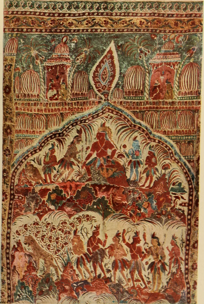 An illustration from Decorative textiles; an illustrated book on coverings for furniture, walls and floors, including damasks, brocades and velvets, tapestries, laces, embroideries, chintzes, cretonnes, drapery and furniture trimmings, wall papers, carpets and rugs, tooled and illuminated leathers, 1918, leaf 358