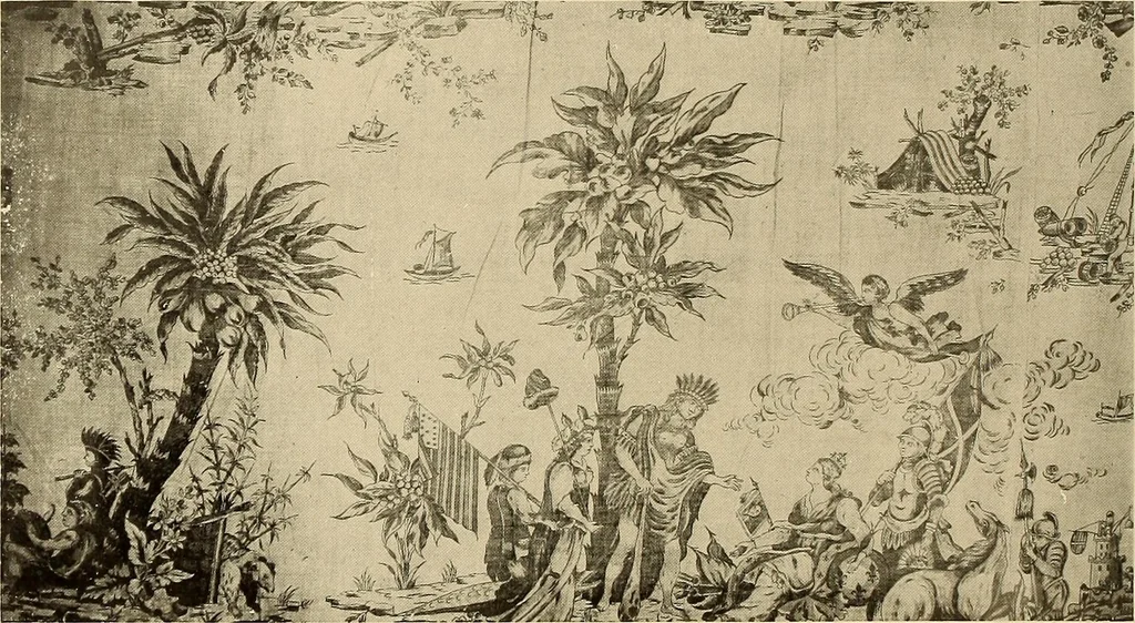 An illustration from Decorative textiles; an illustrated book on coverings for furniture, walls and floors, including damasks, brocades and velvets, tapestries, laces, embroideries, chintzes, cretonnes, drapery and furniture trimmings, wall papers, carpets and rugs, tooled and illuminated leathers, 1918, leaf 365